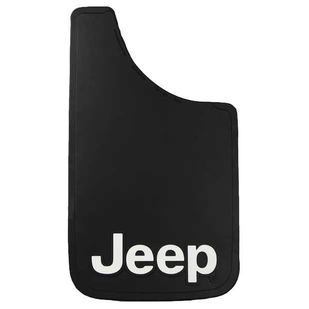 000542R01 – PLASTICOLOR Mud Flap, 11 Inch x 19 Inch Set Of 2 Flat Jeep Logo Black Fiberglass Reinforced Screw On